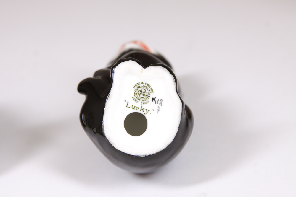 Royal Doulton Hand-Painted Cat Figurines Including "Lucky"