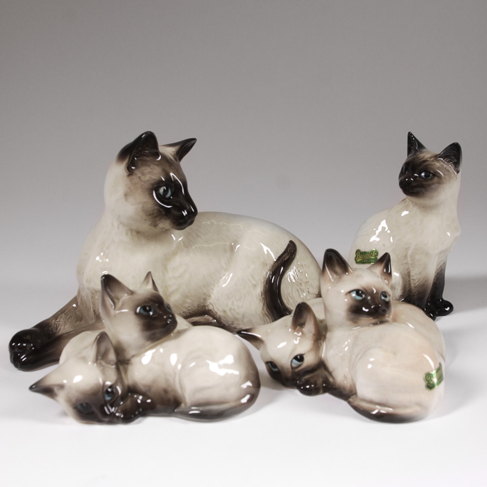 Variety of Vintage Beswick Siamese Cat Figurines