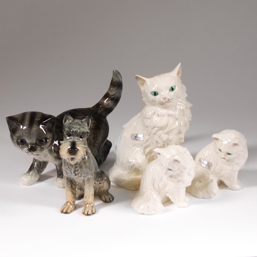 Porcelain Animal Figurines Including Goebel and Golden Crown E & R