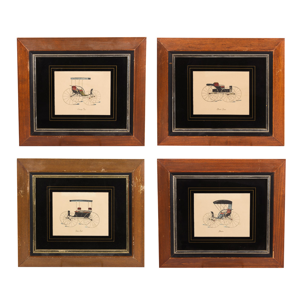 Collection of Vintage Lithographs on Paper of Carriages