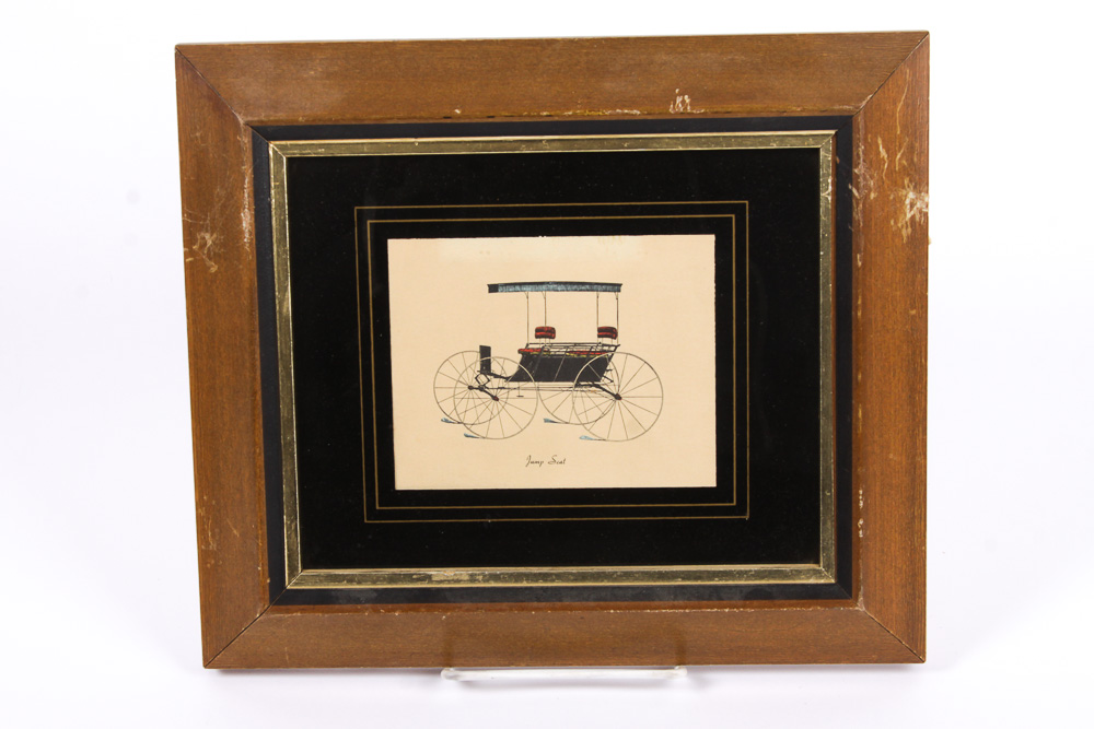 Collection of Vintage Lithographs on Paper of Carriages