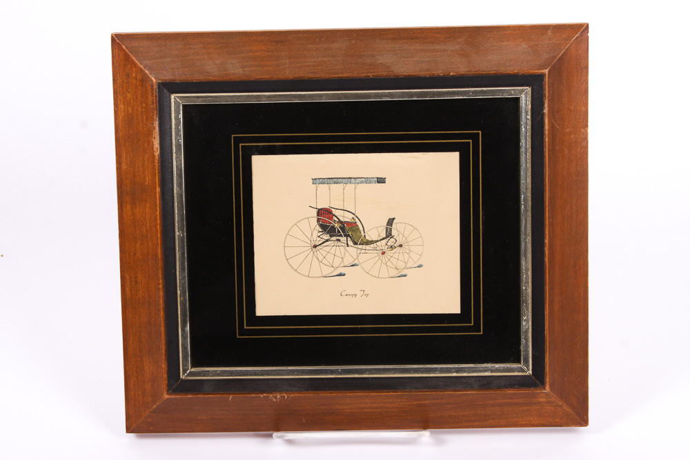 Collection of Vintage Lithographs on Paper of Carriages