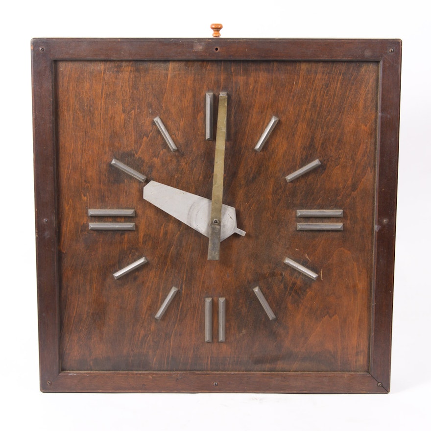 Vintage Mid Century Modern Wooden Wall Clock