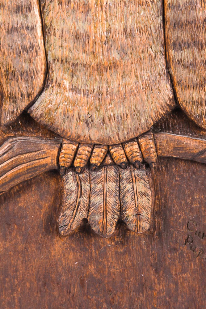 Carole Papst Owl Carving Wall Sculpture