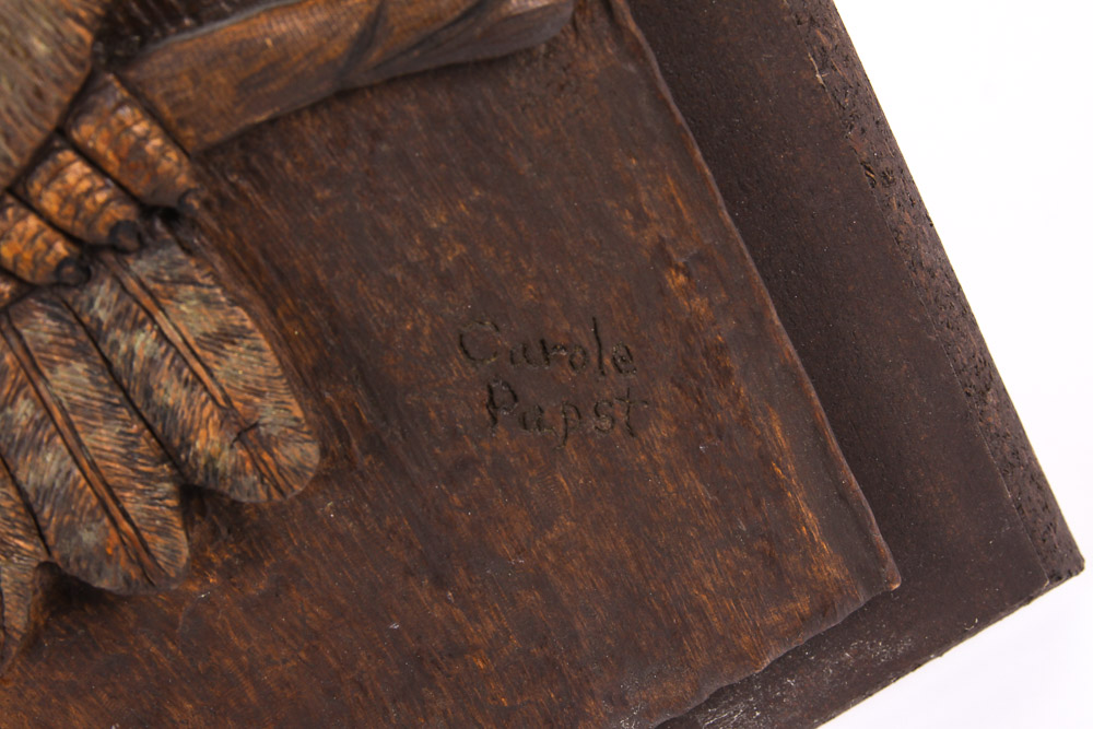 Carole Papst Owl Carving Wall Sculpture