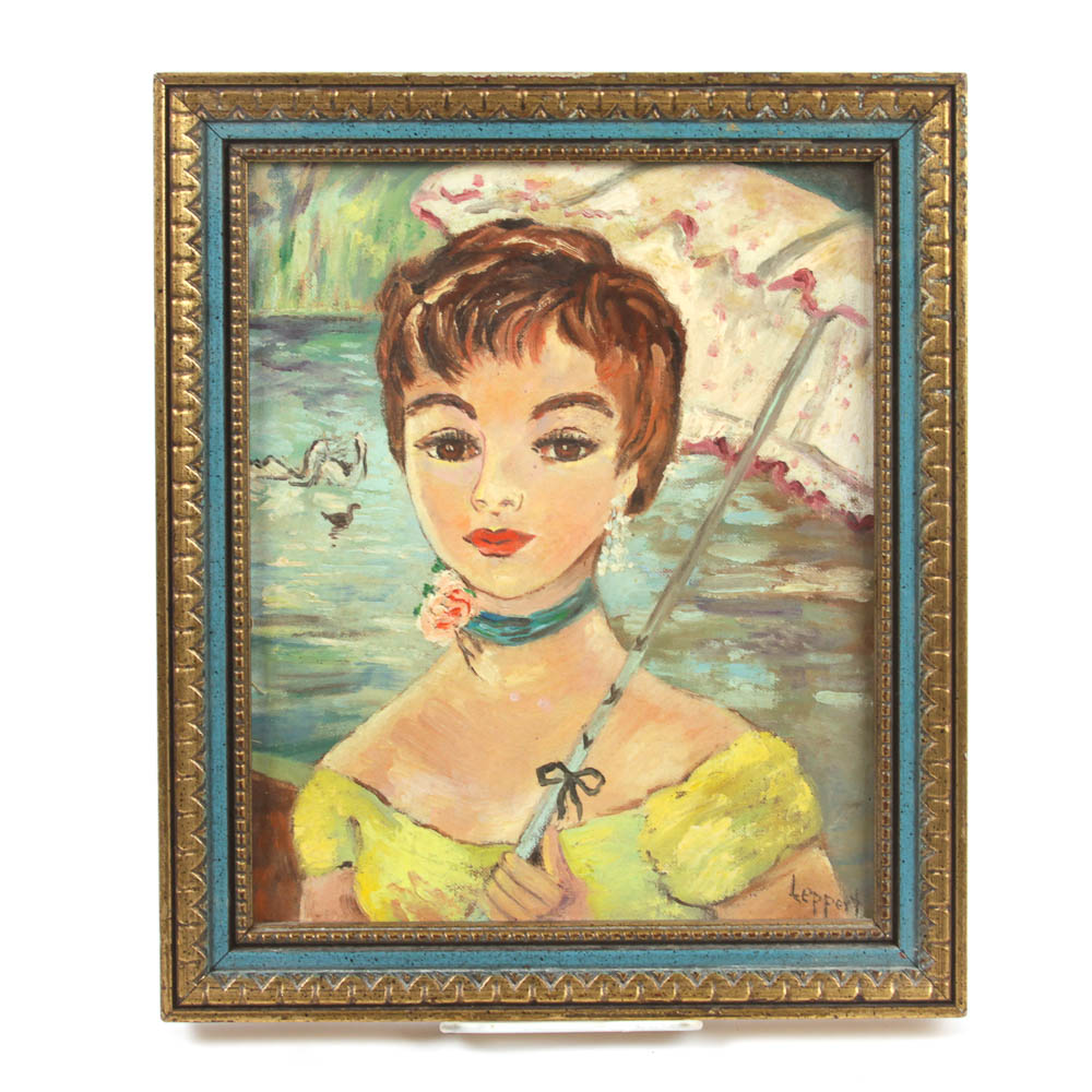 Ruth Leppert Oil Painting on Canvas of a Young Lady
