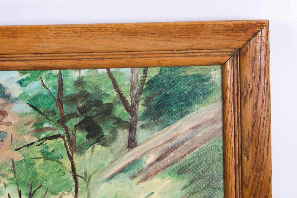 Ruth Leppert Oil Painting on Canvas of a Wooded Landscape