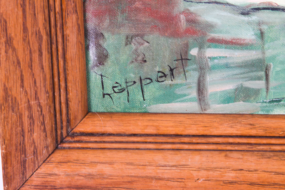 Ruth Leppert Oil Painting on Canvas of a Wooded Landscape