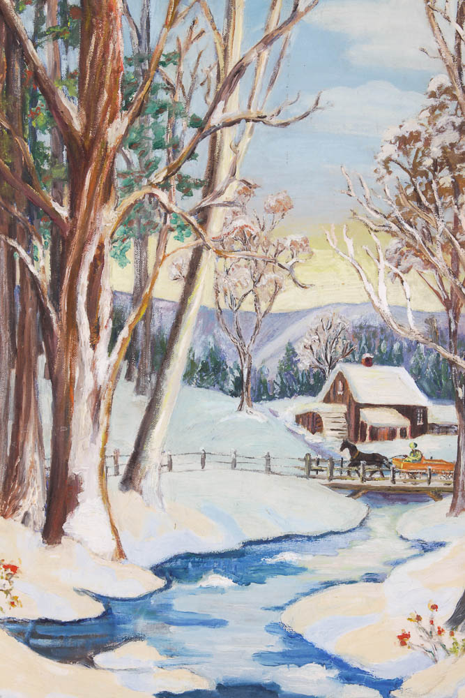 Original Oil Painting of Winter Scene