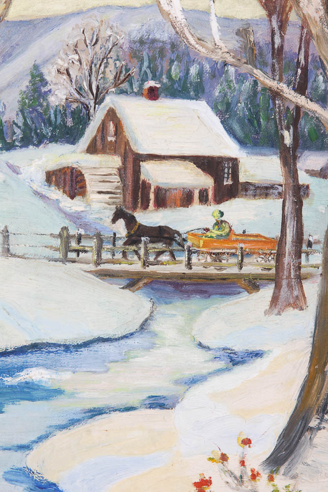 Original Oil Painting of Winter Scene