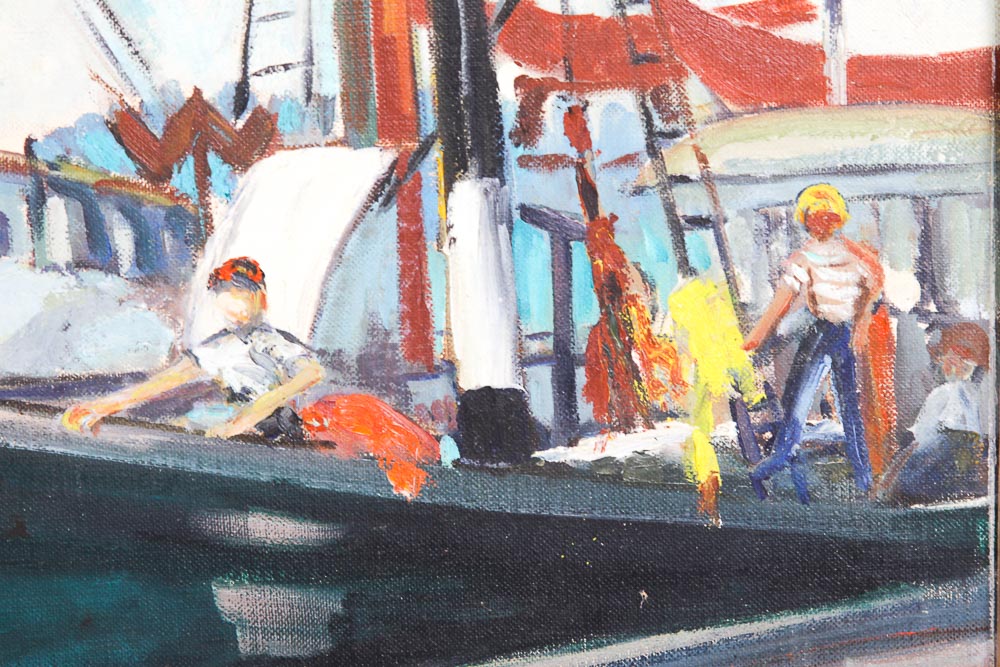 "Fishing" Original Acrylic on Canvas by Virginia Bergfeld