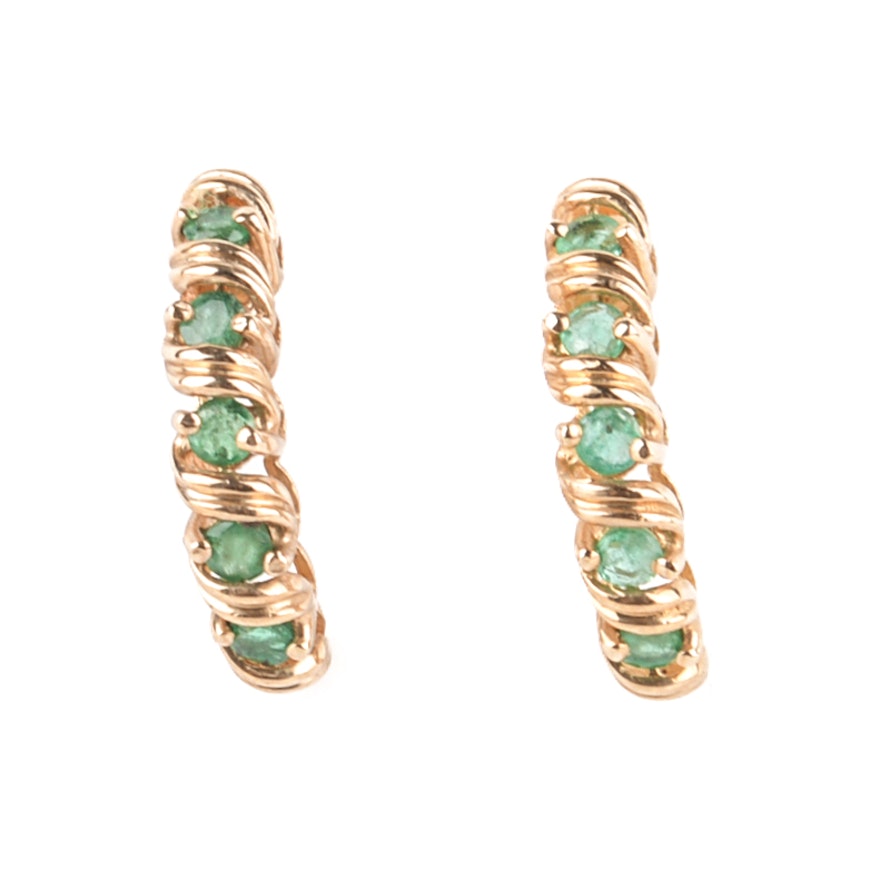 10K Yellow Gold Emerald Earrings