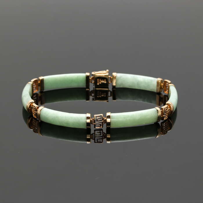 14K Yellow Gold Jadeite Bracelet
