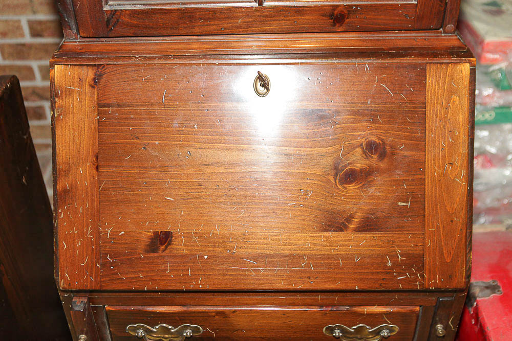 Pine Chippendale Style Secretary Bookcase by Ethan Allen