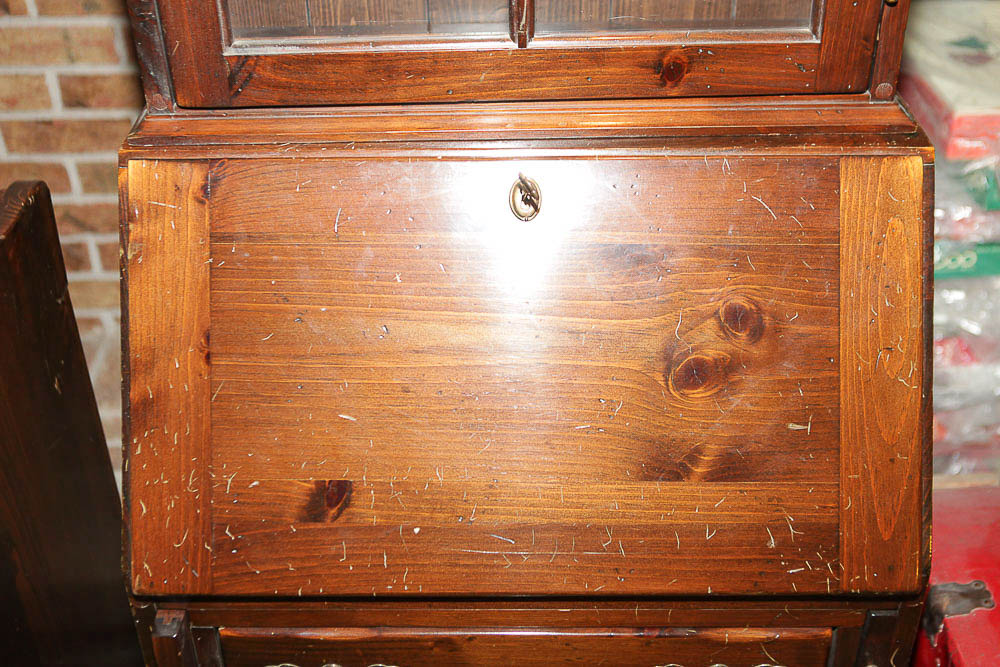 Pine Chippendale Style Secretary Bookcase by Ethan Allen