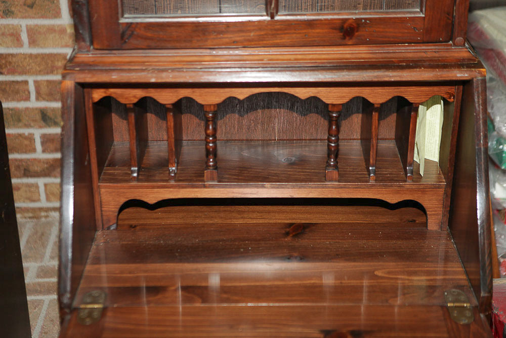 Pine Chippendale Style Secretary Bookcase by Ethan Allen