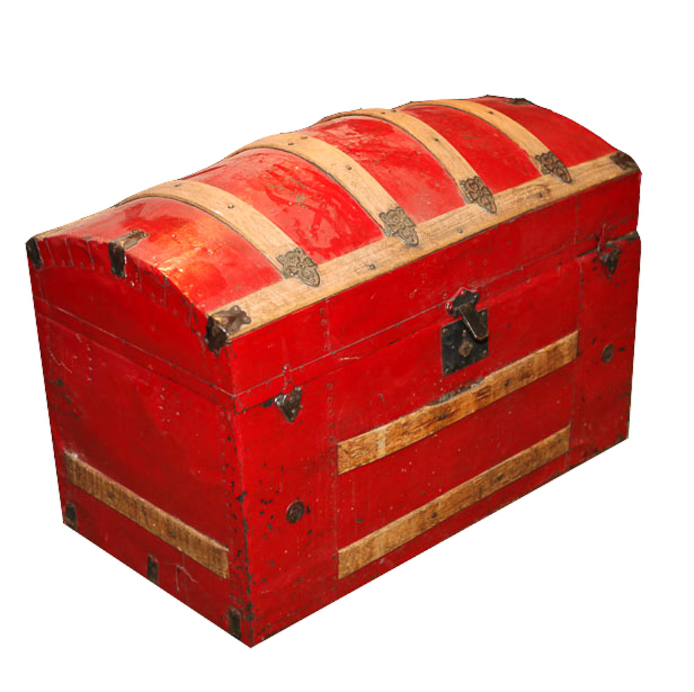 Vintage Red Steamer Trunk