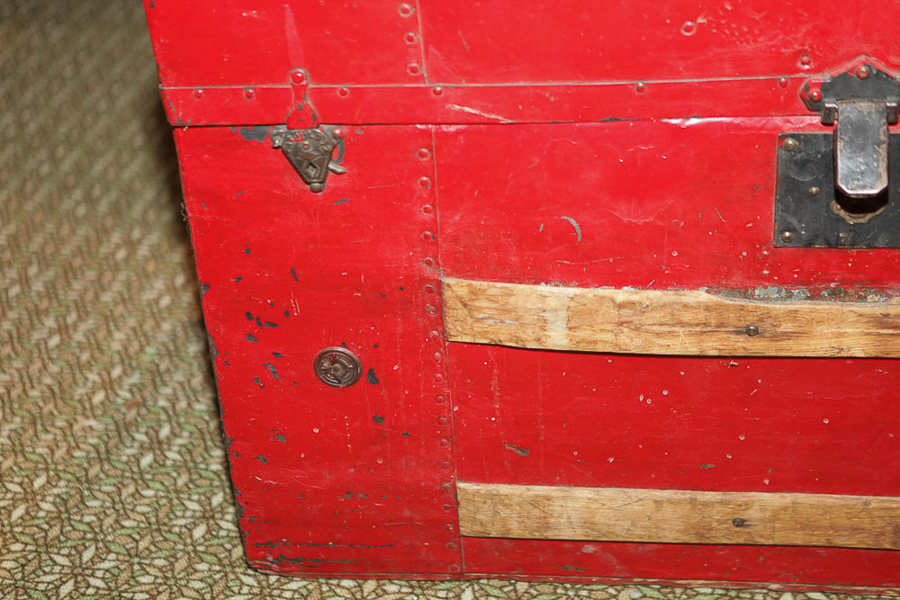 Vintage Red Steamer Trunk