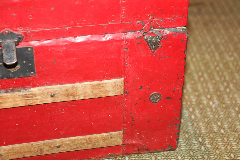 Vintage Red Steamer Trunk