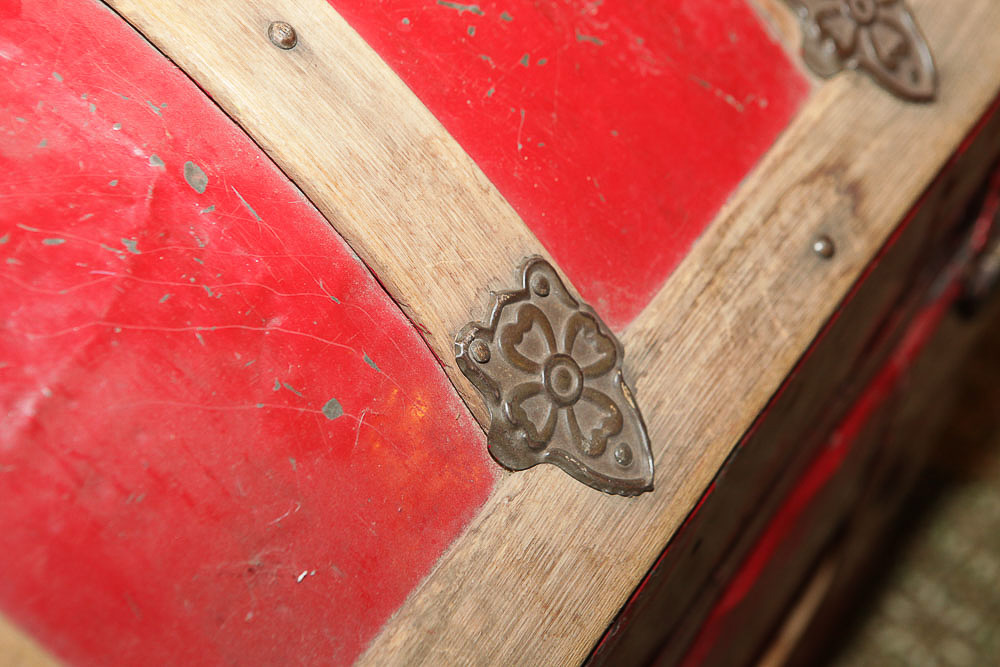 Vintage Red Steamer Trunk