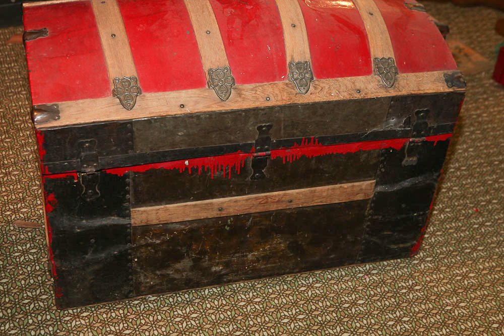 Vintage Red Steamer Trunk