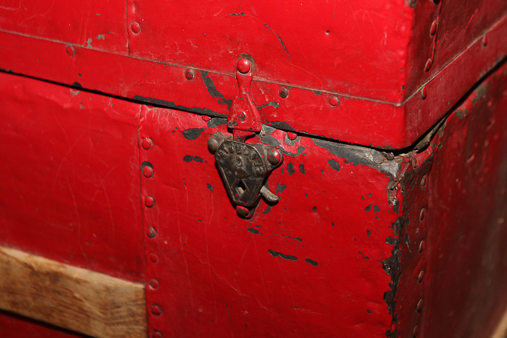 Vintage Red Steamer Trunk