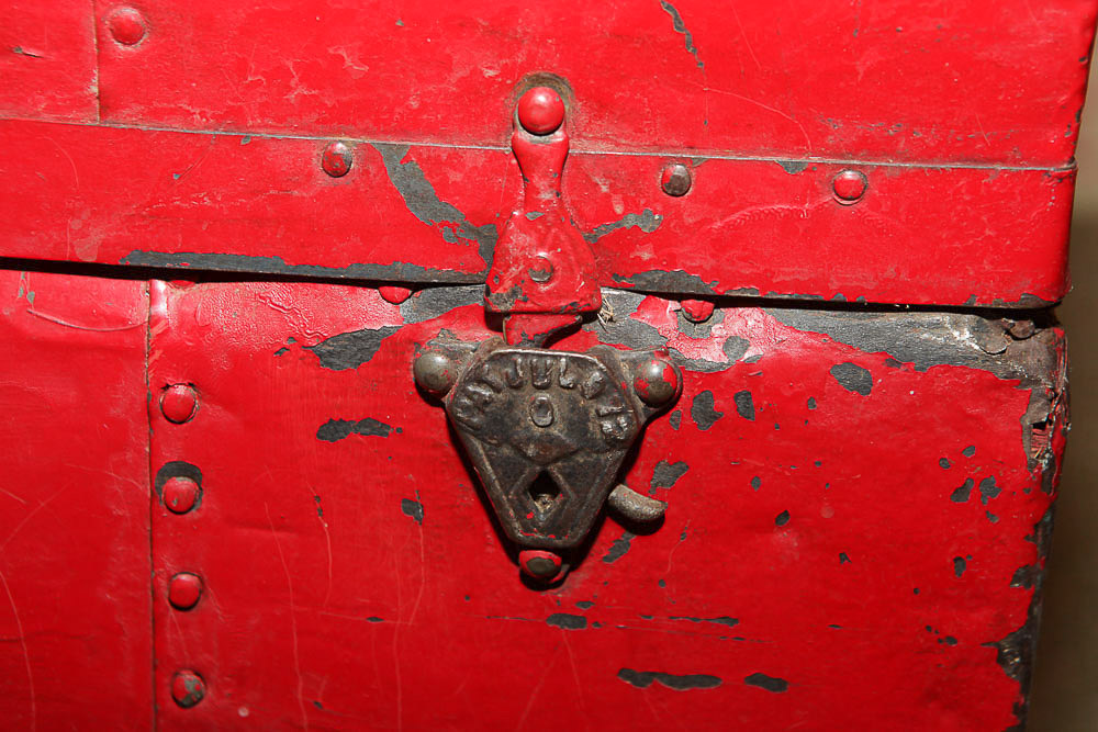 Vintage Red Steamer Trunk