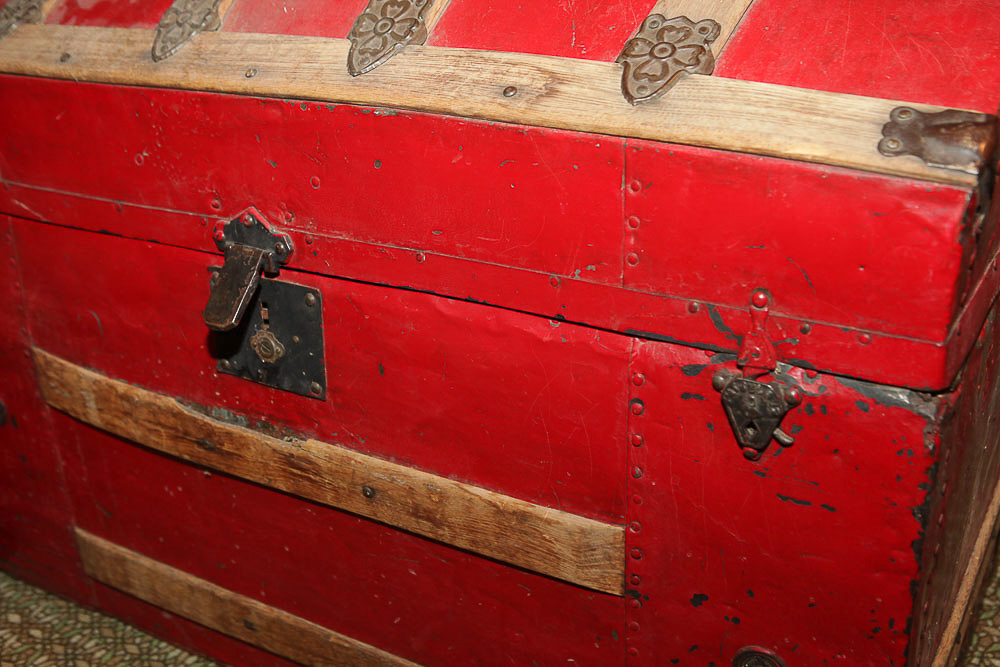 Vintage Red Steamer Trunk
