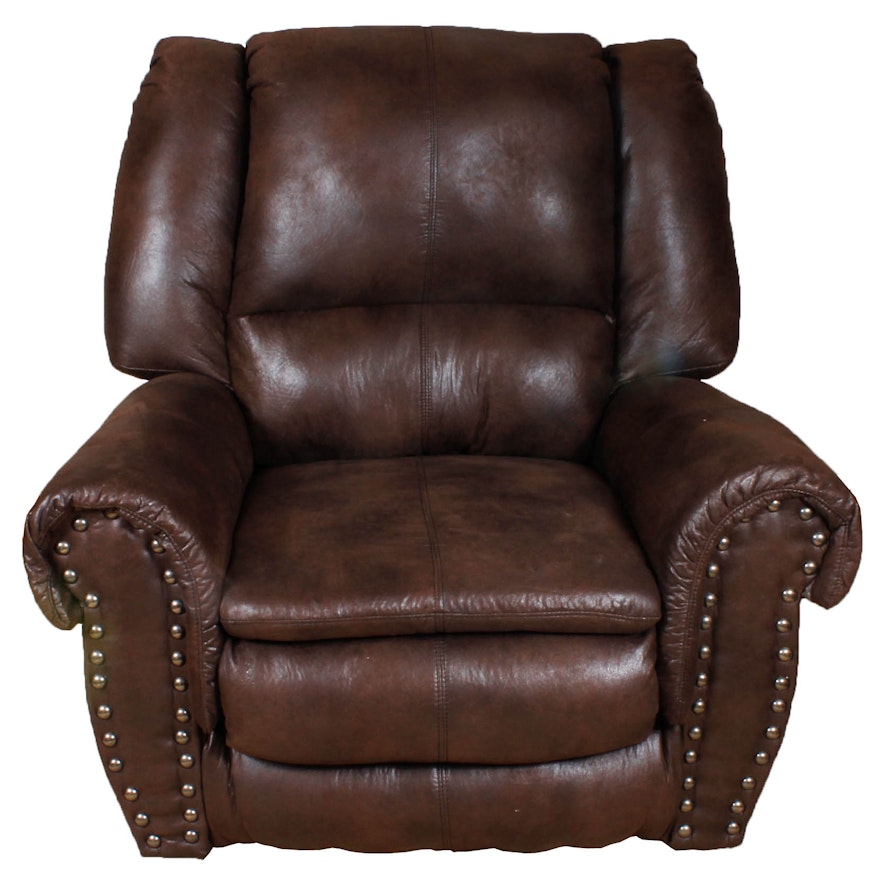 Brown Faux Leather Upholstered Recliner by Washington Furniture