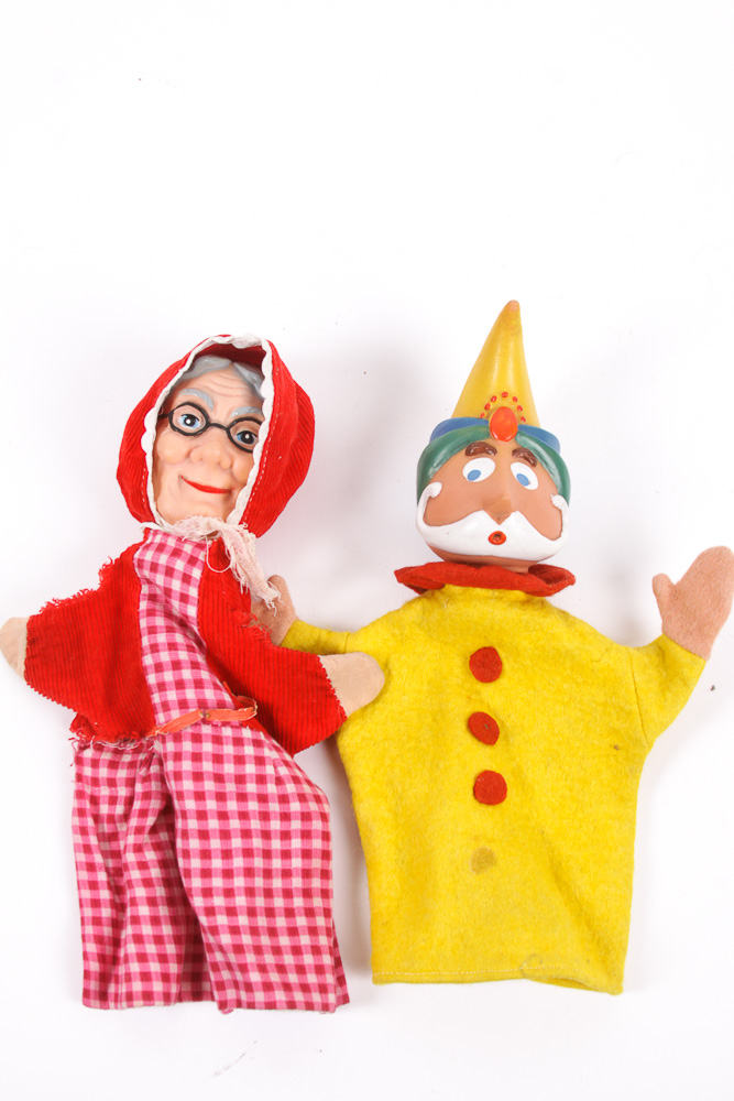 Vintage Puppets with Assortment of Doll and Puppet Parts