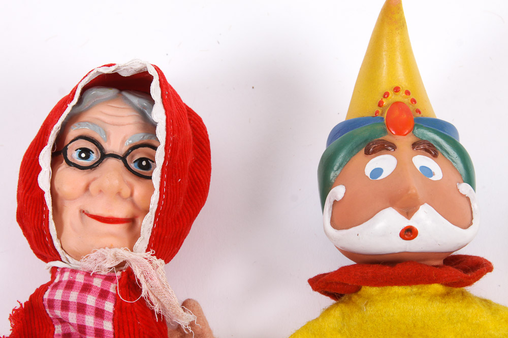 Vintage Puppets with Assortment of Doll and Puppet Parts