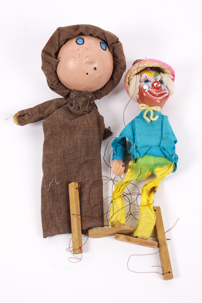 Vintage Puppets with Assortment of Doll and Puppet Parts