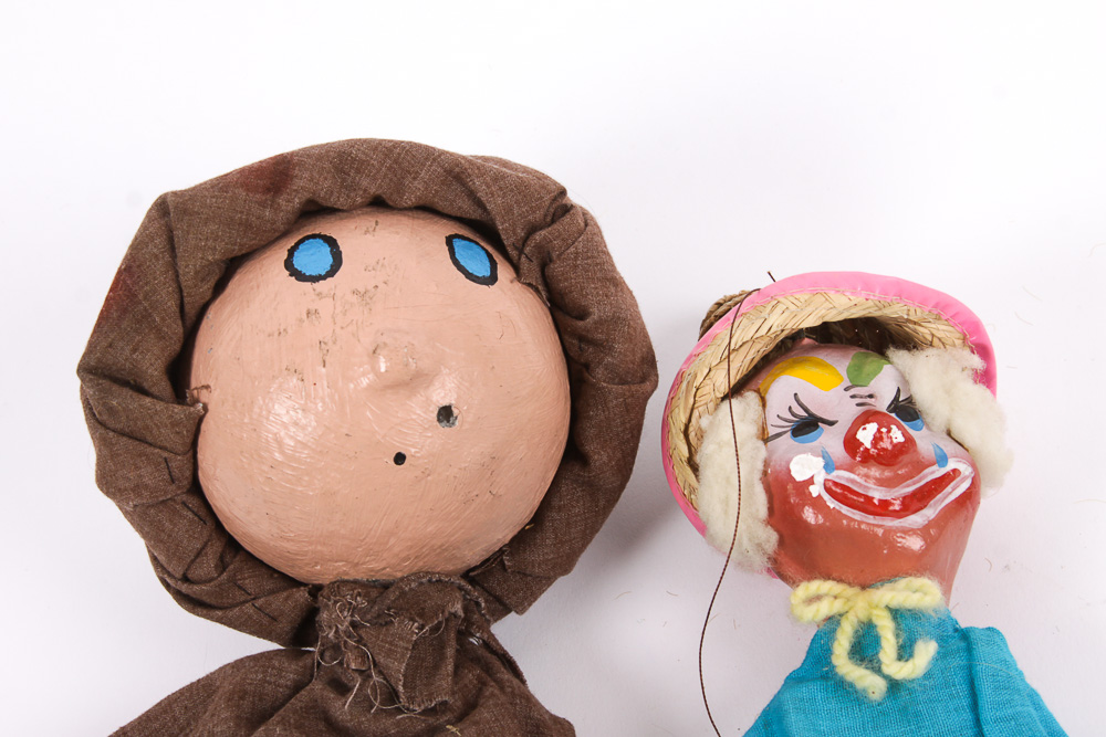 Vintage Puppets with Assortment of Doll and Puppet Parts