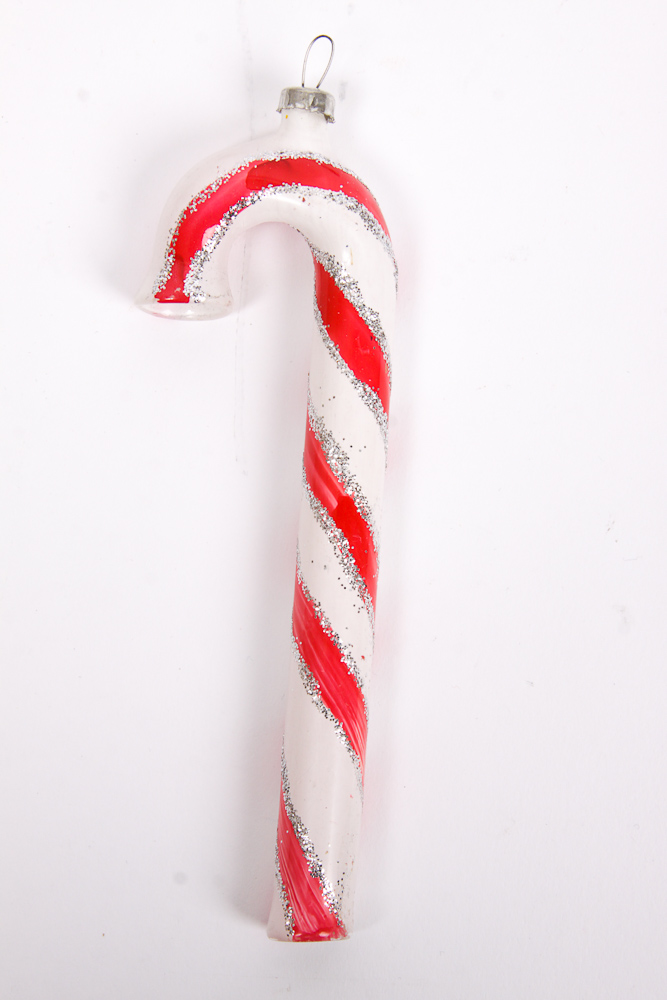 Group of Vintage Glass Candy Cane Holiday Ornaments