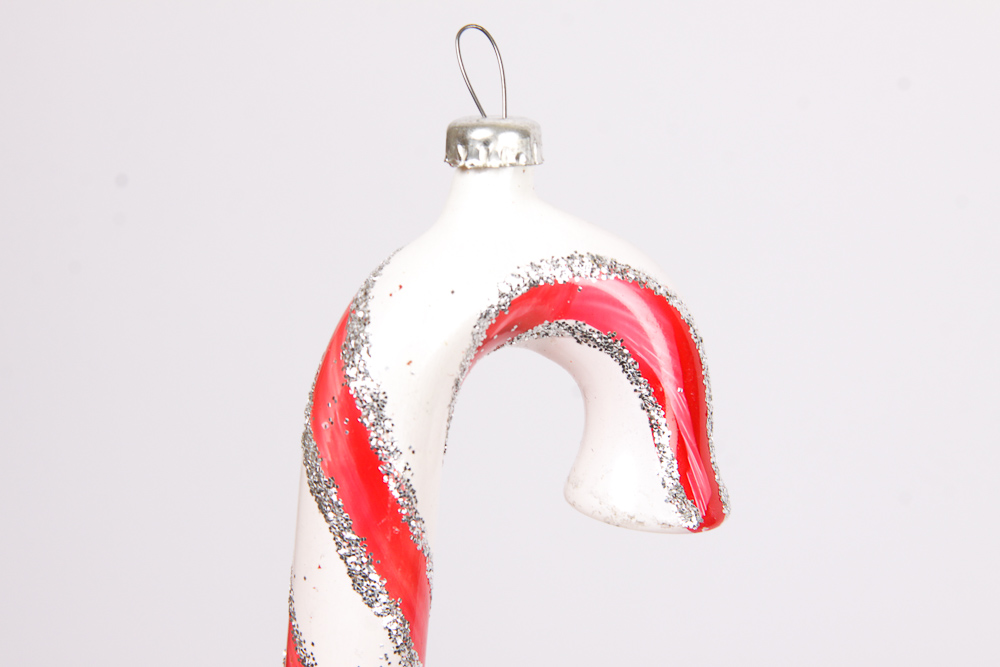 Group of Vintage Glass Candy Cane Holiday Ornaments