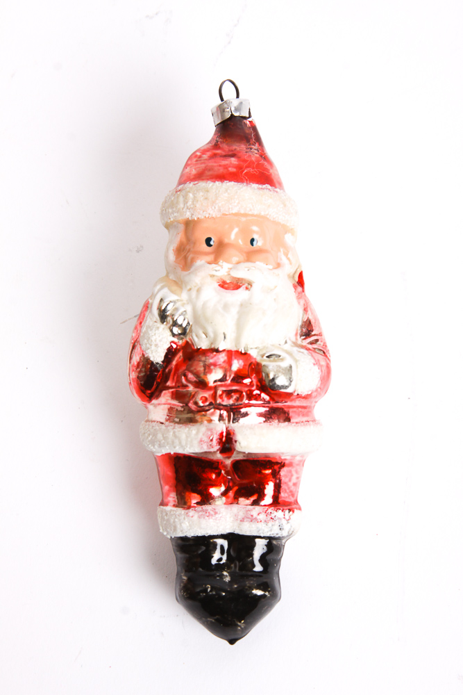 Vintage Blown Glass Santa Ornaments