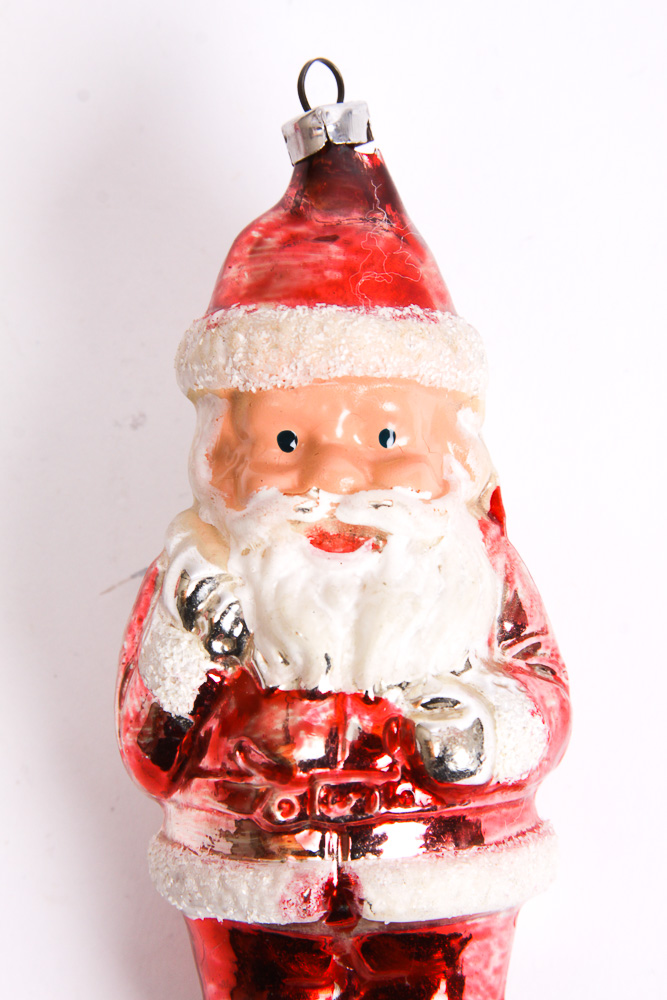 Vintage Blown Glass Santa Ornaments