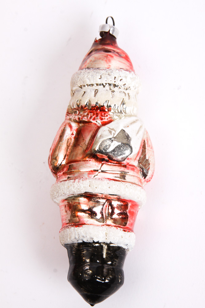 Vintage Blown Glass Santa Ornaments