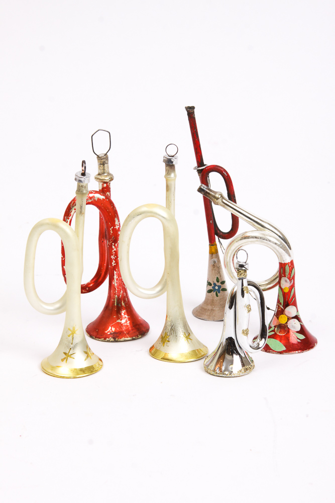 Vintage Glass Horn Ornaments