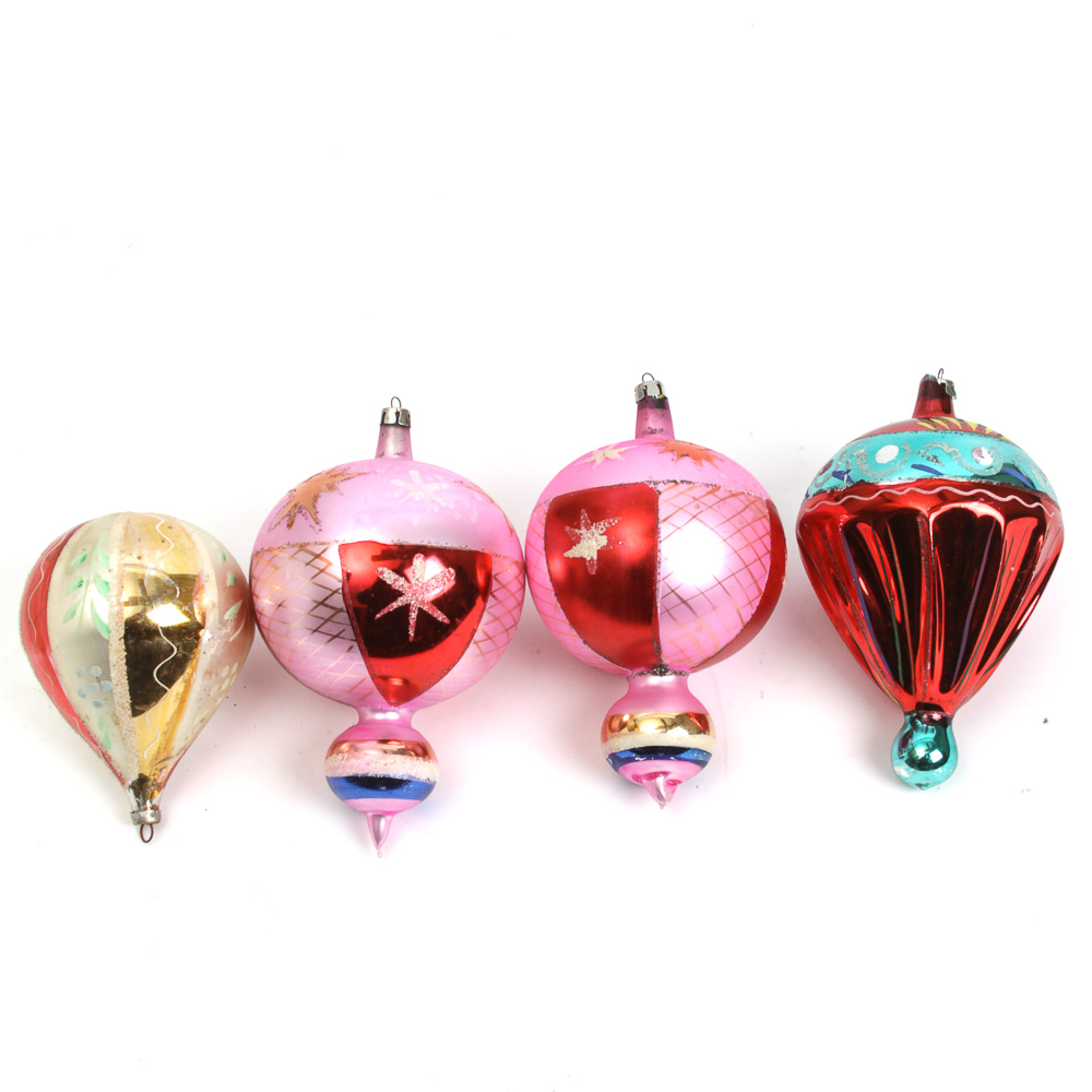 Vintage Polish Painted Glass Ornaments