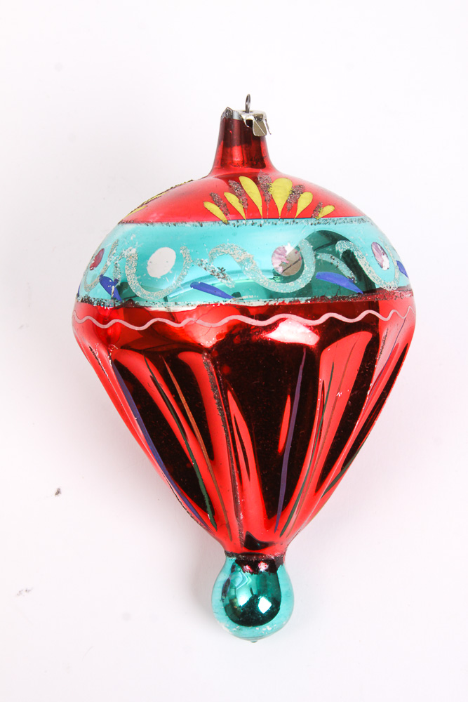 Vintage Polish Painted Glass Ornaments