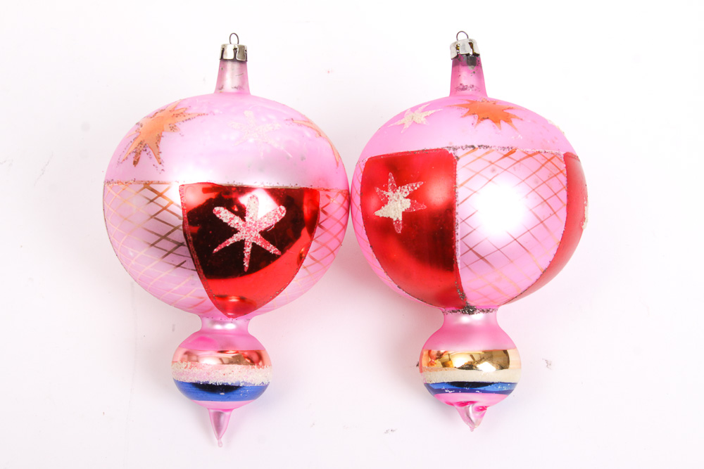 Vintage Polish Painted Glass Ornaments