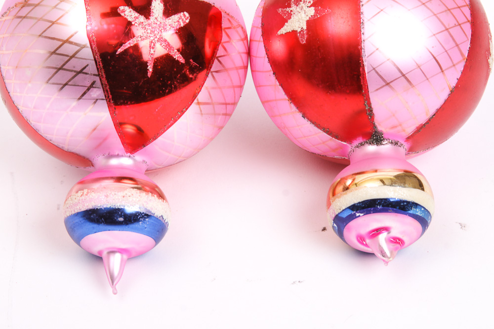 Vintage Polish Painted Glass Ornaments