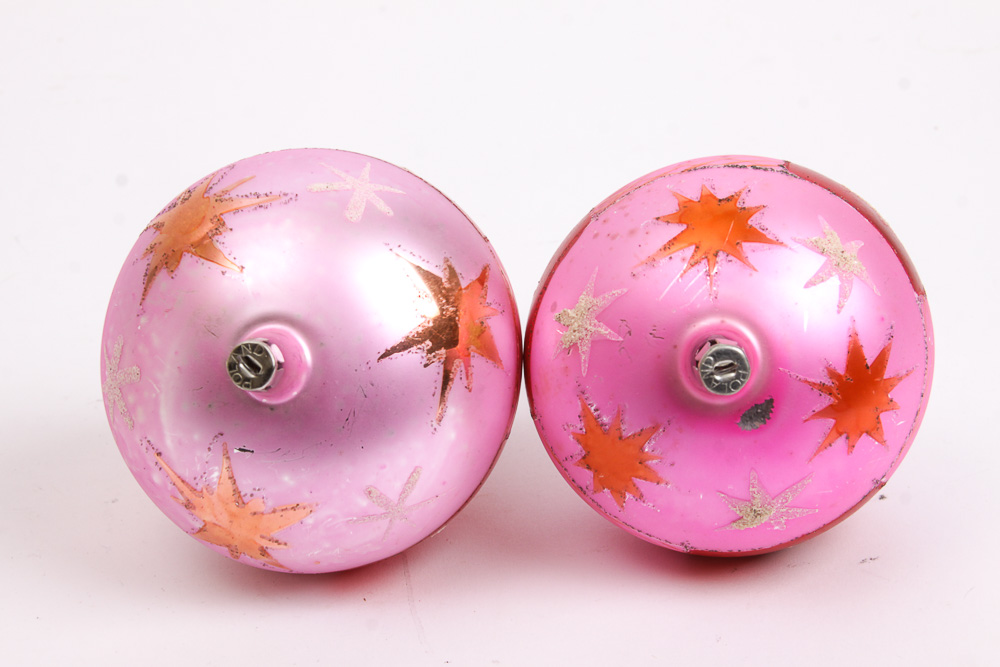 Vintage Polish Painted Glass Ornaments