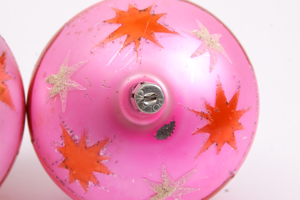 Vintage Polish Painted Glass Ornaments