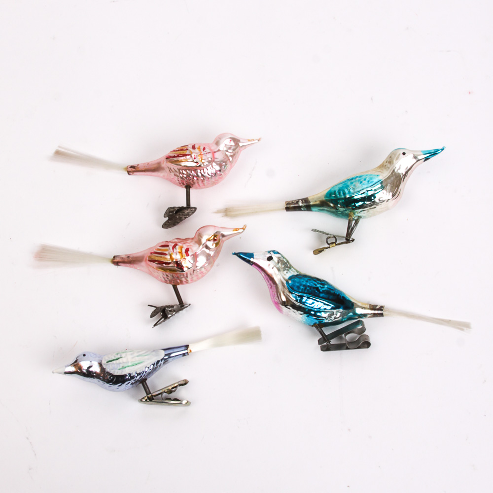Vintage Glass Bird Ornaments