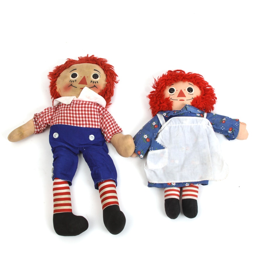 Vintage "Raggedy Ann" and "Andy" Dolls Including Bobbs-Merrill Co.