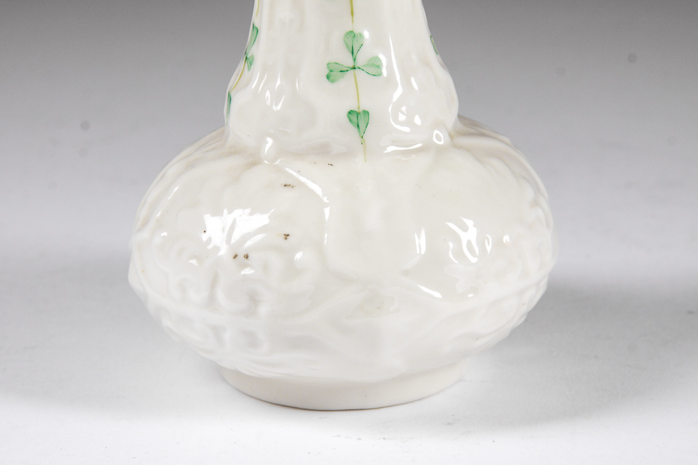 Vintage Belleek Hand-Painted Shamrock Bud Vase