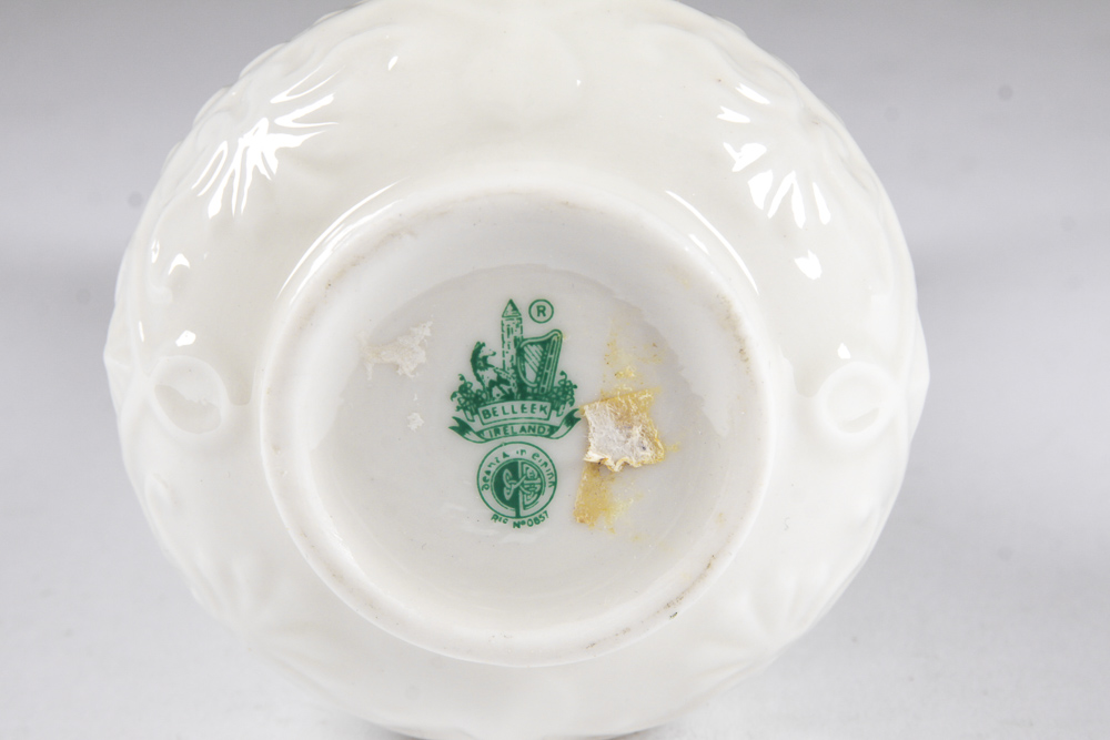 Vintage Belleek Hand-Painted Shamrock Bud Vase