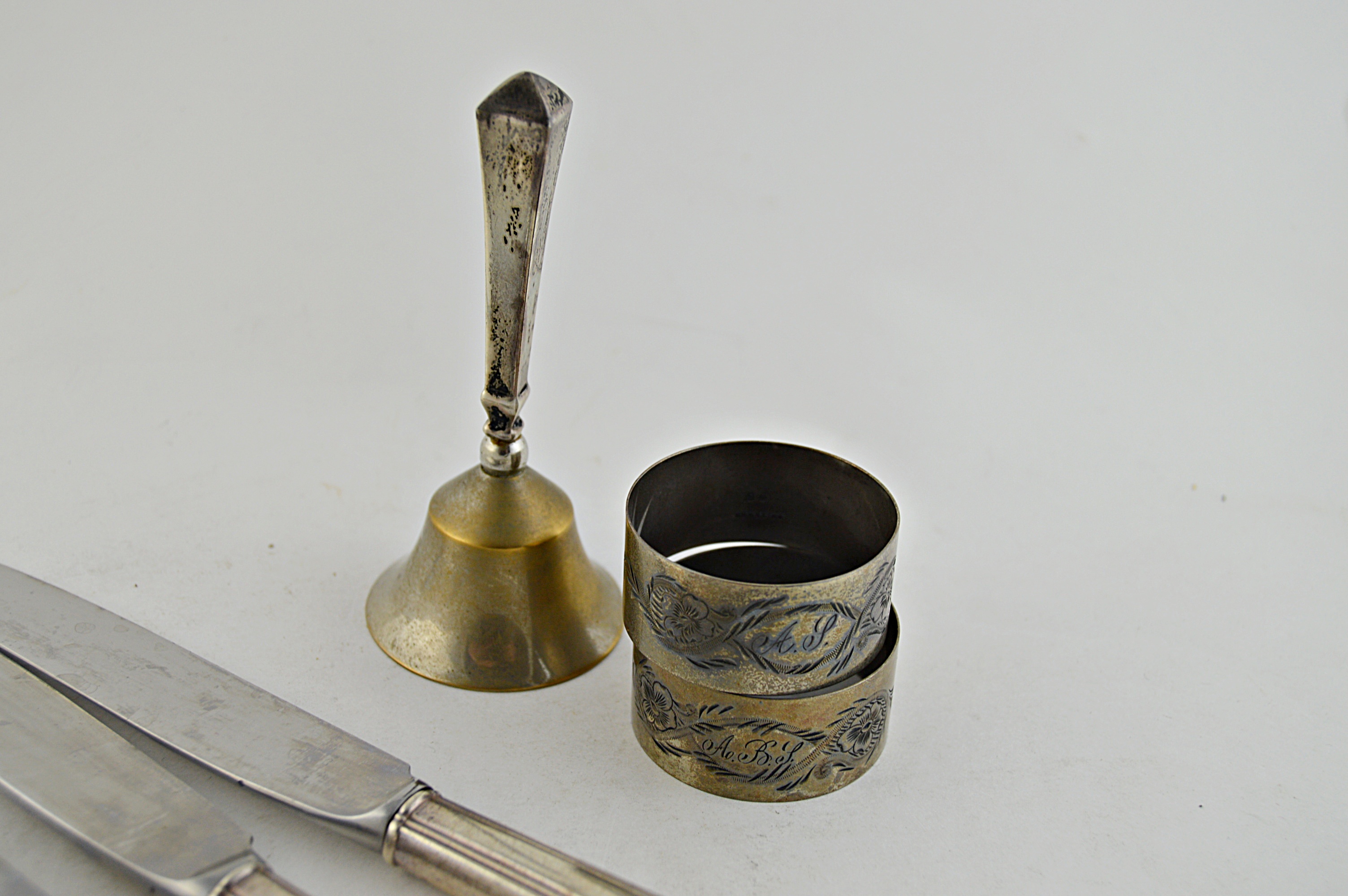 Alvin Sterling Silver Flatware, Bell, Napkin Rings